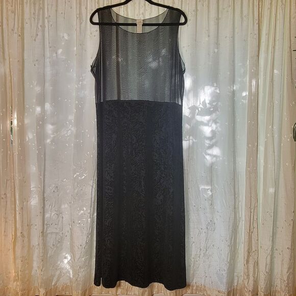 Vintage J Jill Sheer Mesh & Velvet Shift Midi Dress Size XL Whimsigoth Halloween - Picture 1 of 8